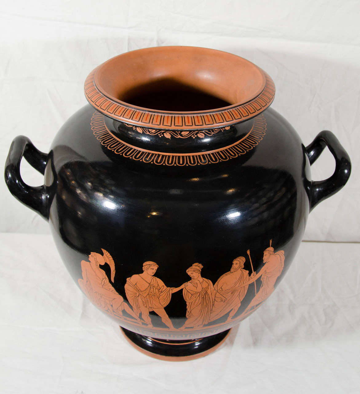 Neoclassical Red Figure Vase with Greek Key Pattern 2