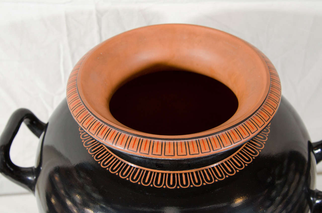 Neoclassical Red Figure Vase with Greek Key Pattern In Excellent Condition In Katonah, NY