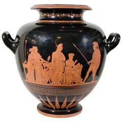 Neoclassical Red Figure Vase with Greek Key Pattern