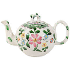 Salt-Glazed Teapot Decorated with Famille Rose Enamels