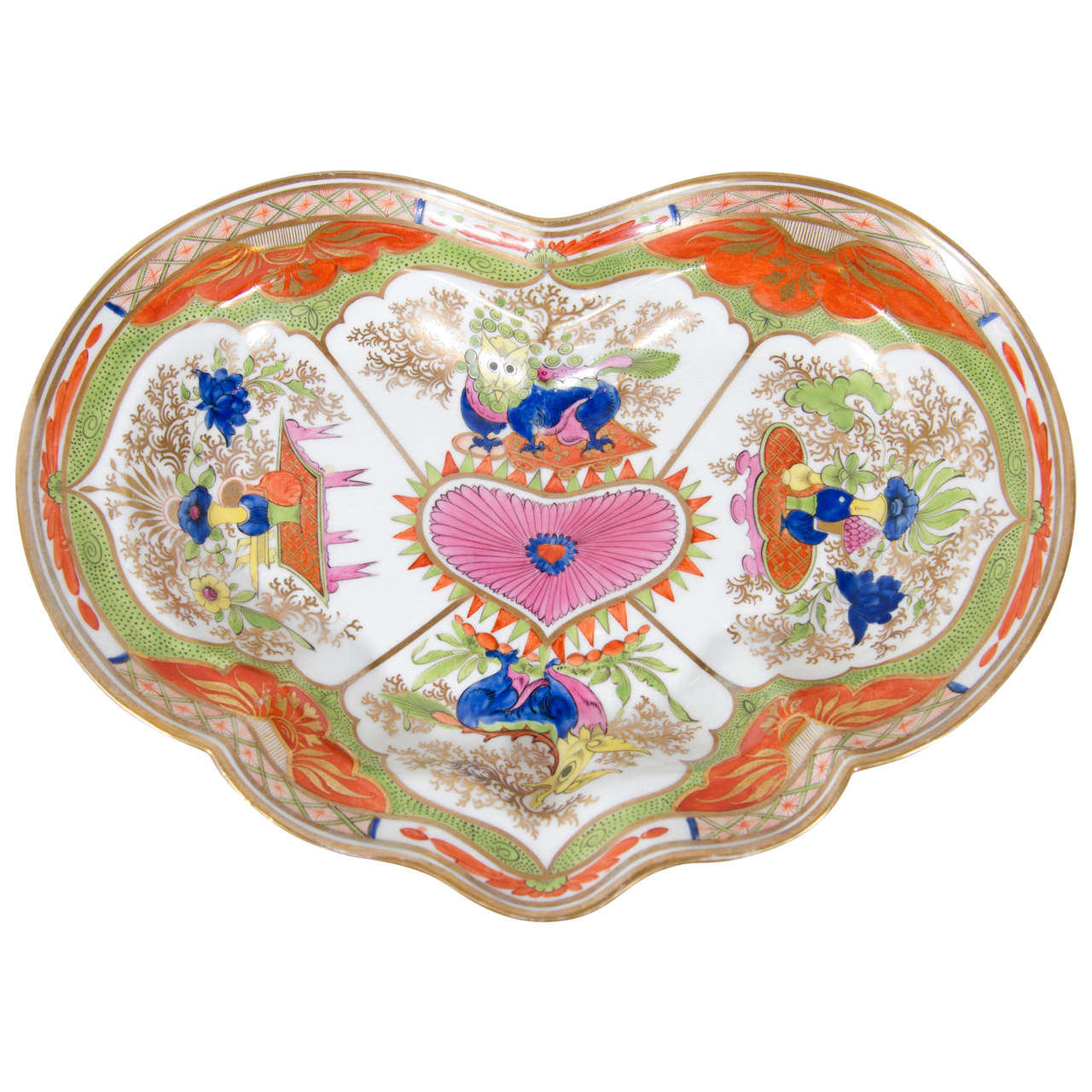 Chamberlain's Worcester Bengal Tiger Heart Shaped Dish