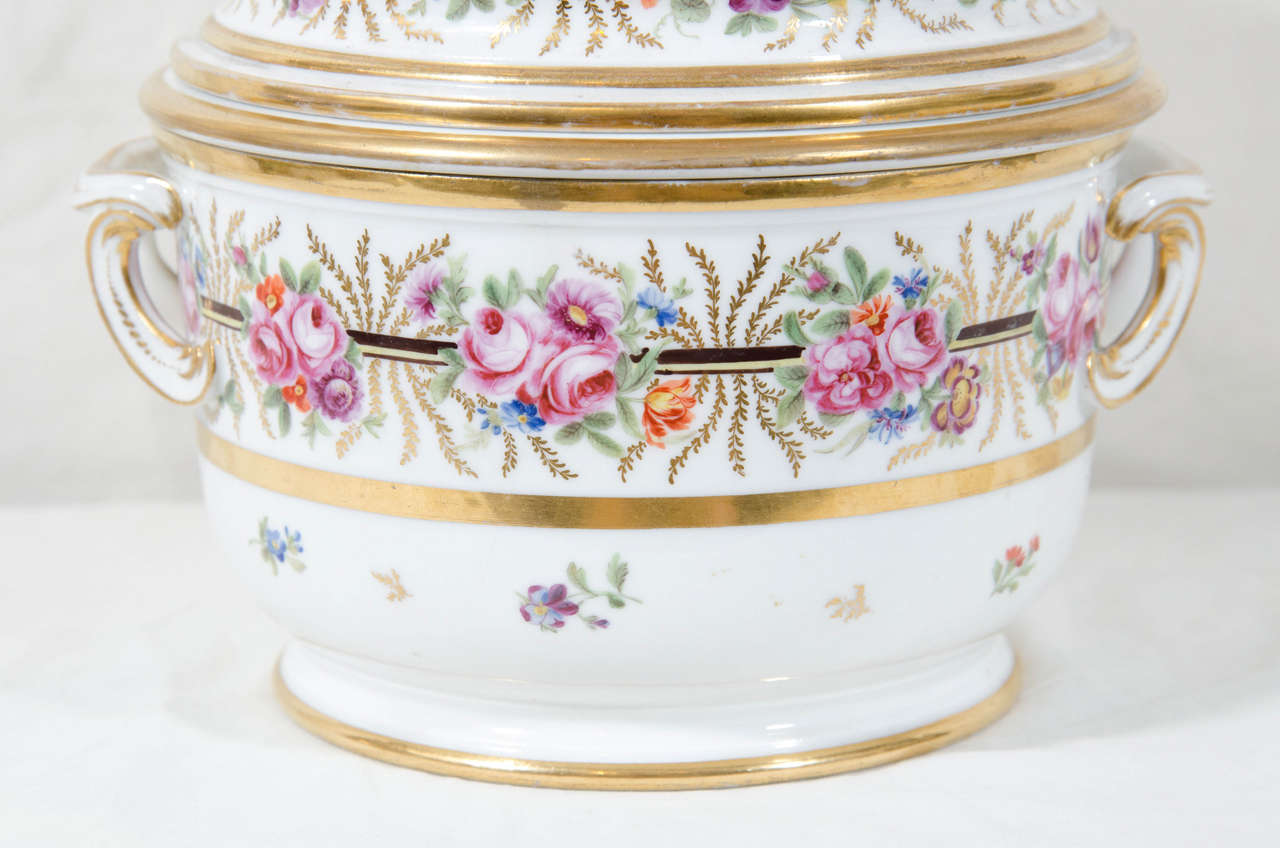 Rococo Pair Antique French Porcelain Ice Pails (Fruit Coolers)