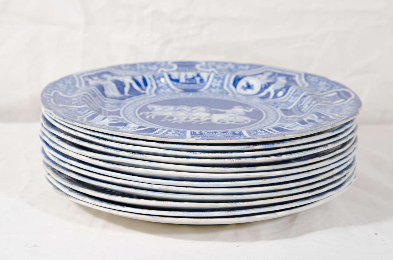 Neoclassical Antique Blue and White Dishes 