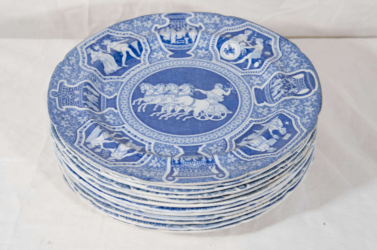 English Antique Blue and White Dishes 