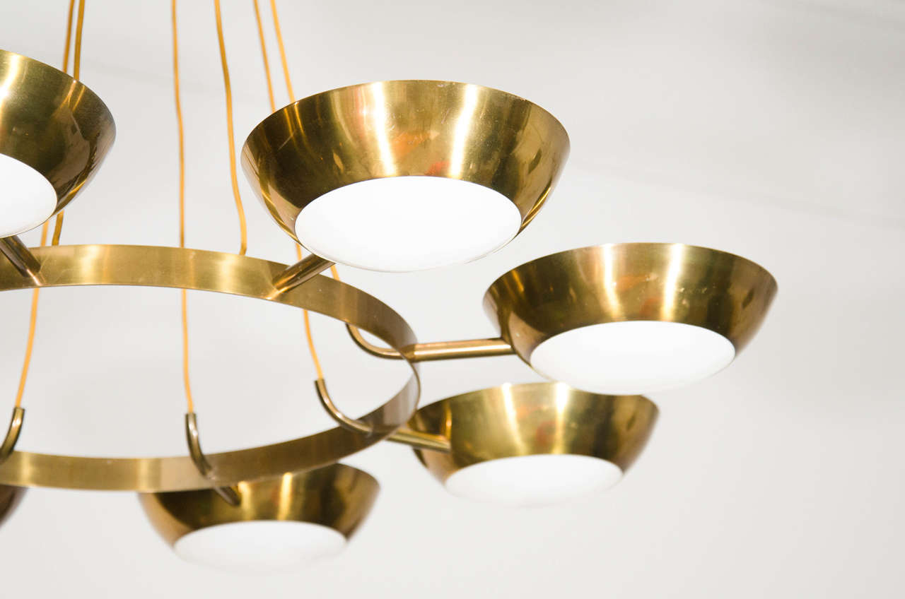 Brass  Chandelier in the Style of Gino Sarfatti for Arteluce For Sale