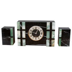 Vintage Art Deco Mantle Clock and Garniture