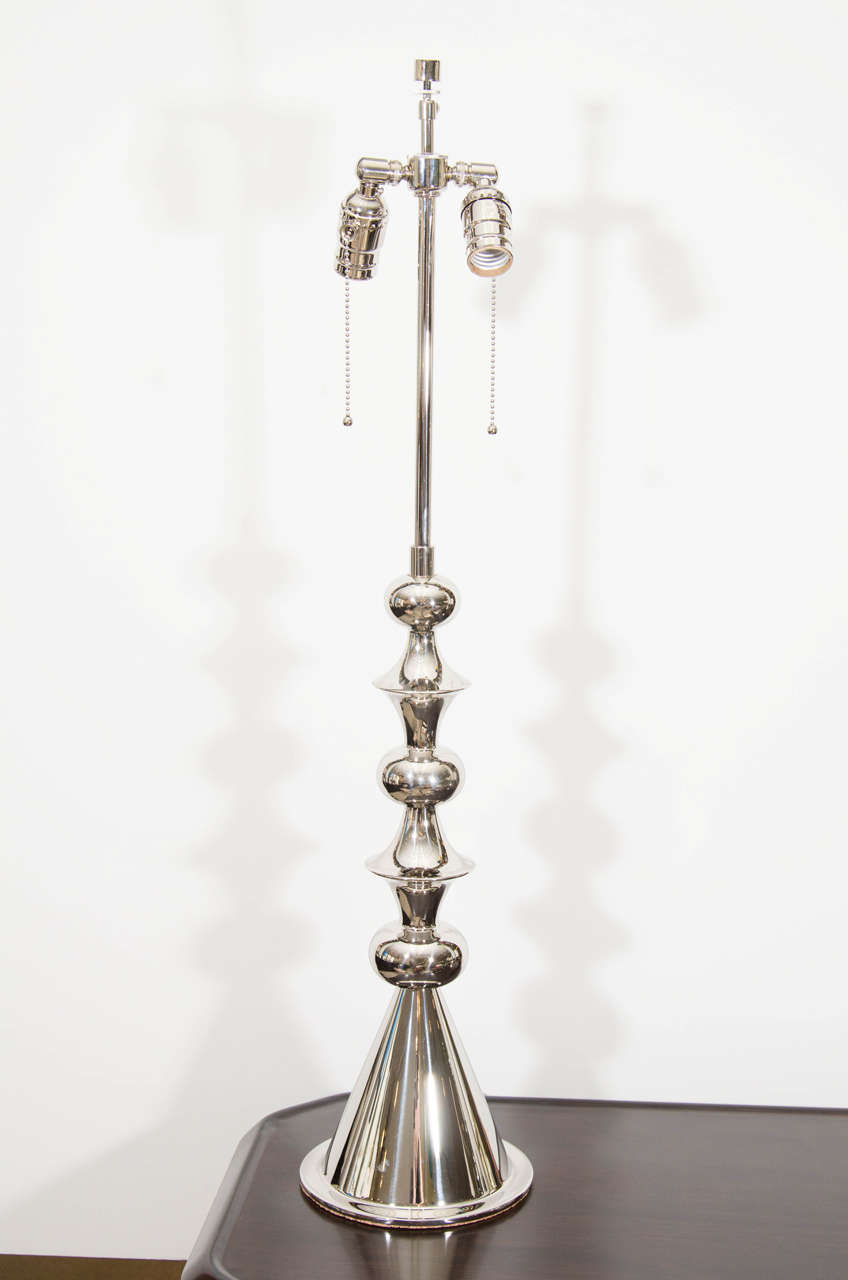 Pair of Stiffel Nickle Lamps, USA, c. 1950