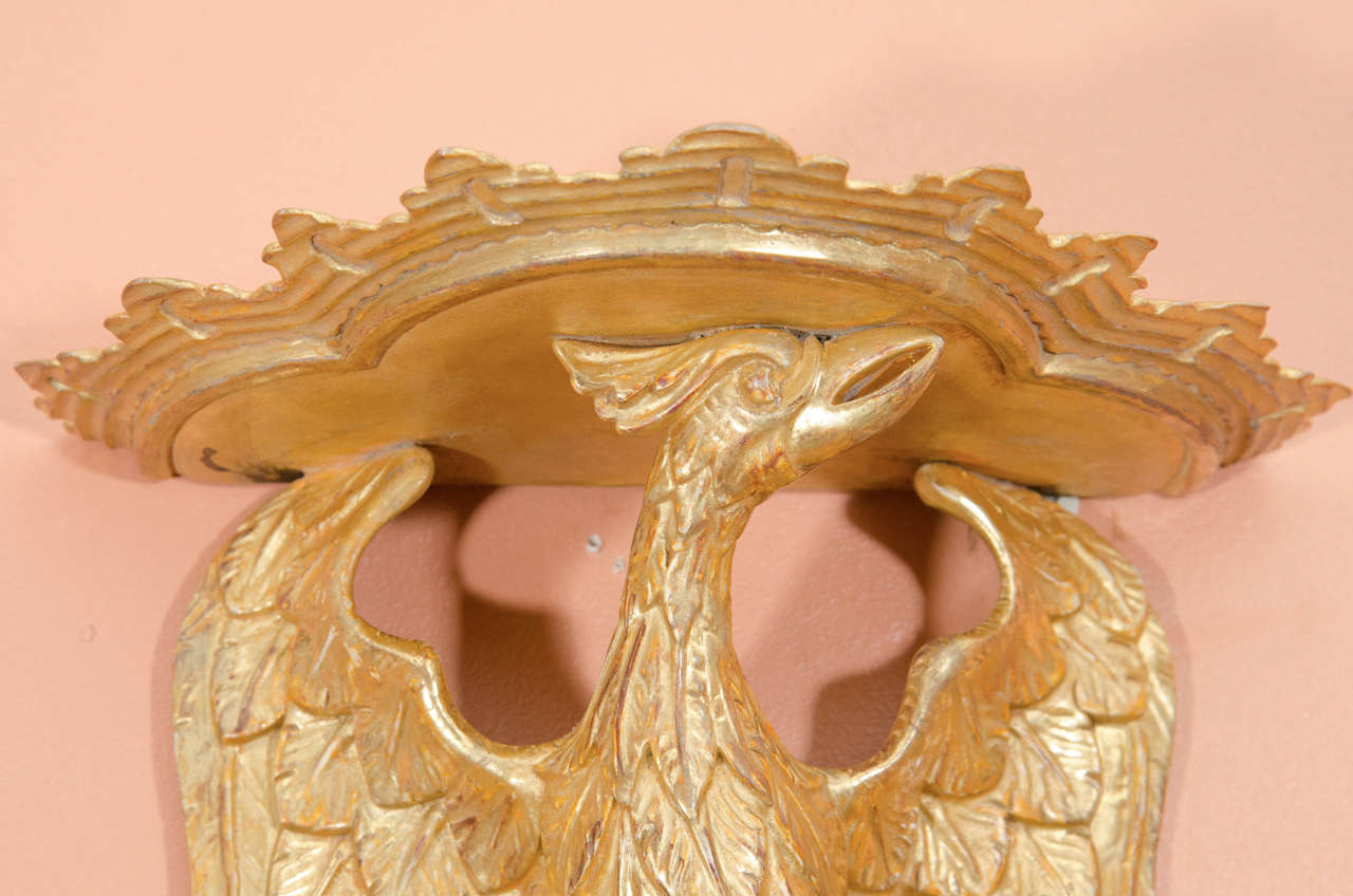 Contemporary Pair of Rococo Giltwood Phoenix Brackets For Sale
