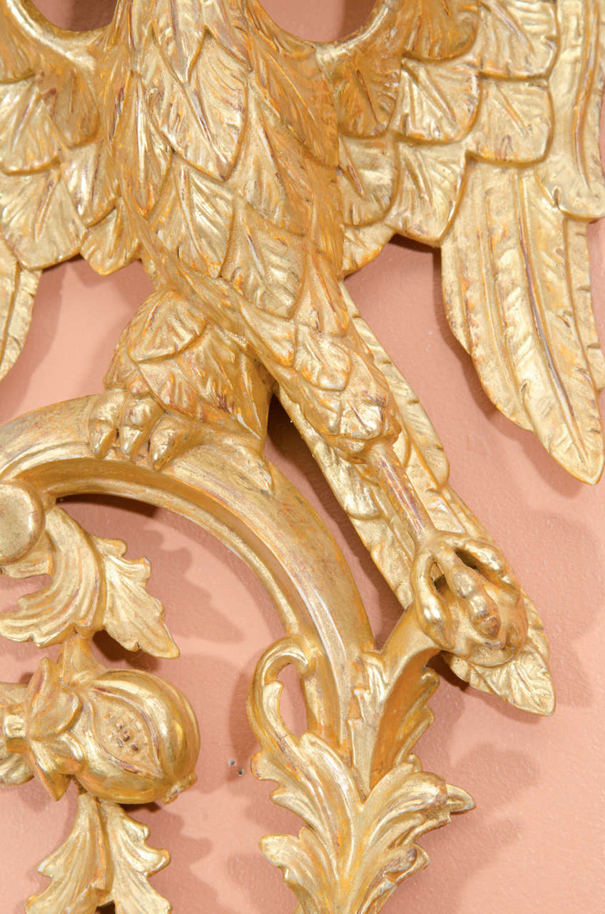 Wood Pair of Rococo Giltwood Phoenix Brackets For Sale
