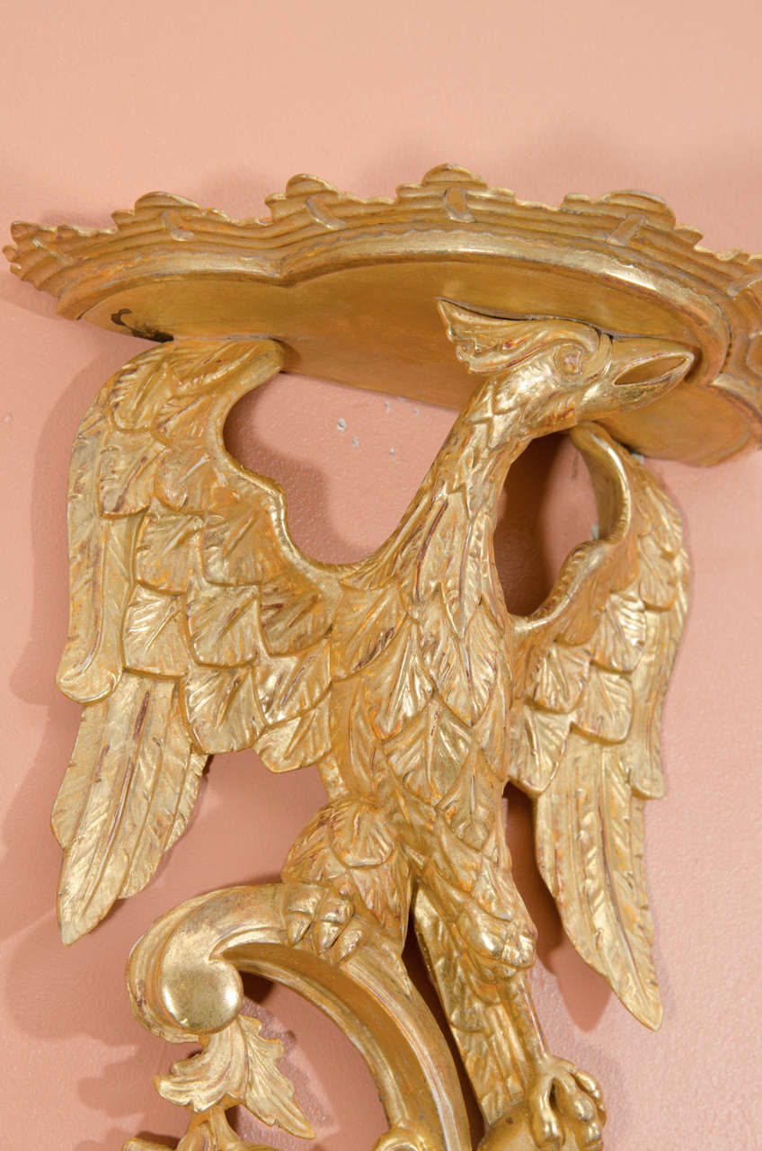Pair of Rococo Giltwood Phoenix Brackets For Sale 1