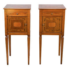 Pair of Italian Fruitwood Parquetry Bedside Cabinets