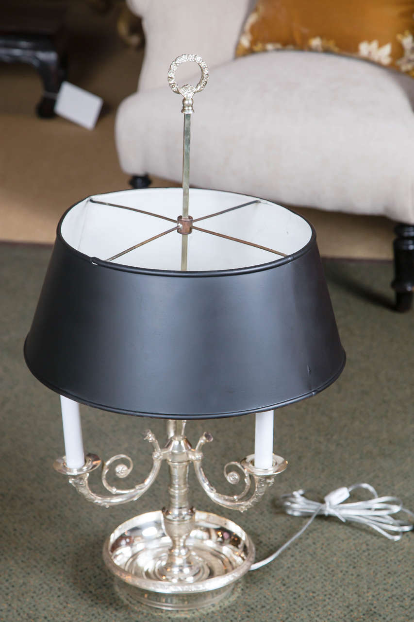 French Silver Plated Bronze Bouillotte Lamp For Sale 5