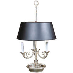 French Silver Plated Bronze Bouillotte Lamp