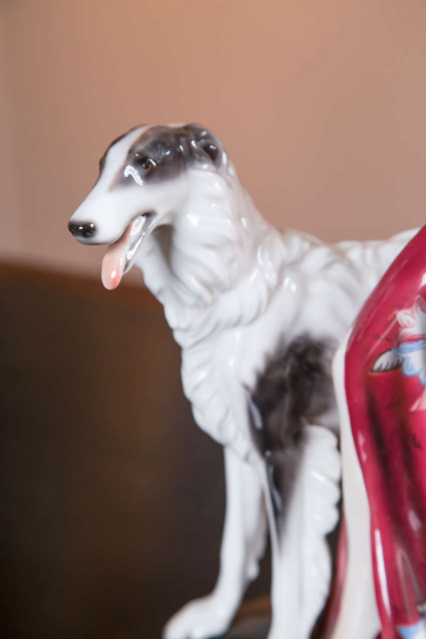 Goldscheider Deco Woman with Russian Wolfhound In Excellent Condition In Stamford, CT