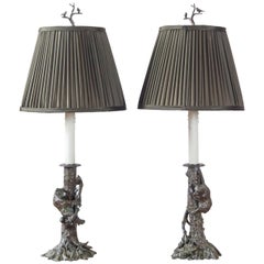 Charming Pair of Bronze Lamps