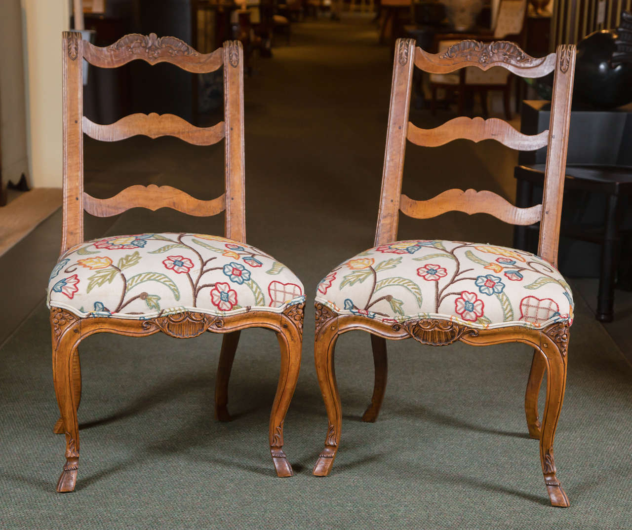 Pair of French Walnut Side Chairs
