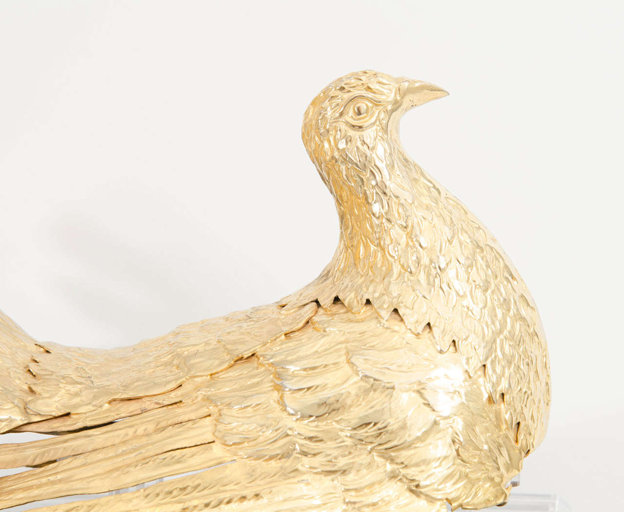 Italian Pair of Gilt Brass Bird Sculptures