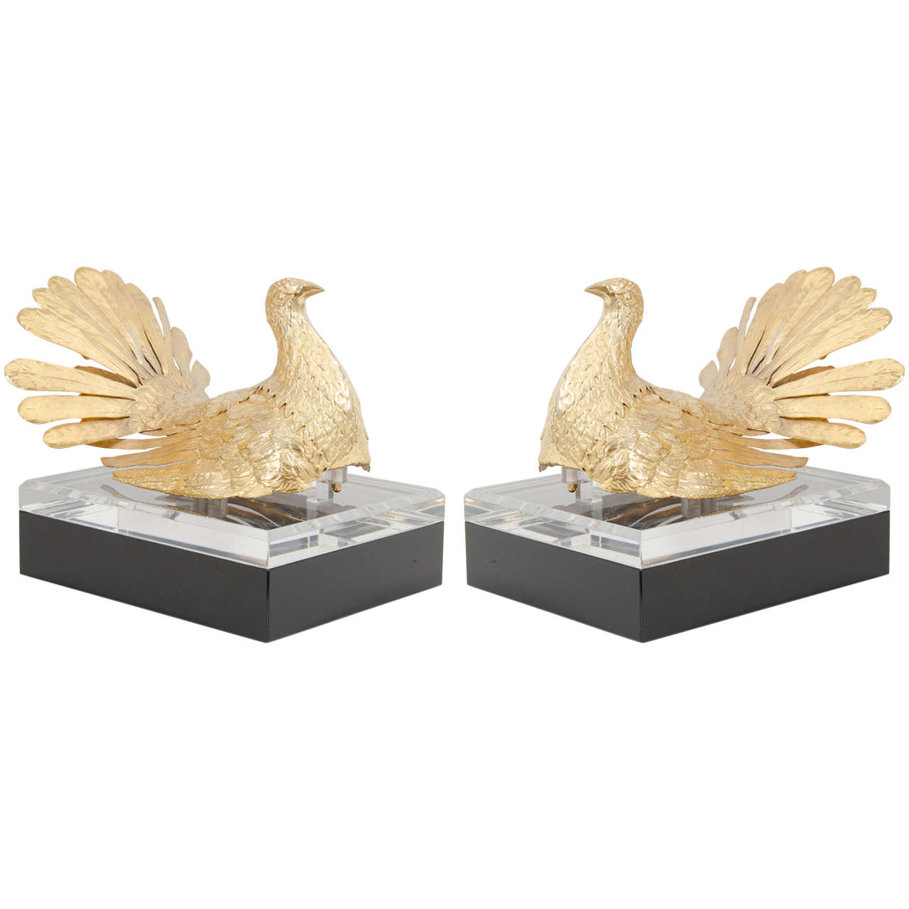 Pair of Gilt Brass Bird Sculptures