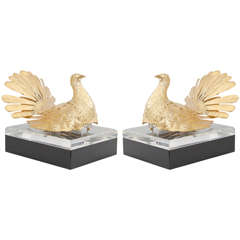 Pair of Gilt Brass Bird Sculptures
