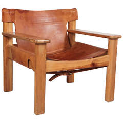 Leather and Wood Spanish Style Chair