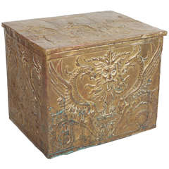 Repousse Decorated Gold Coal Box
