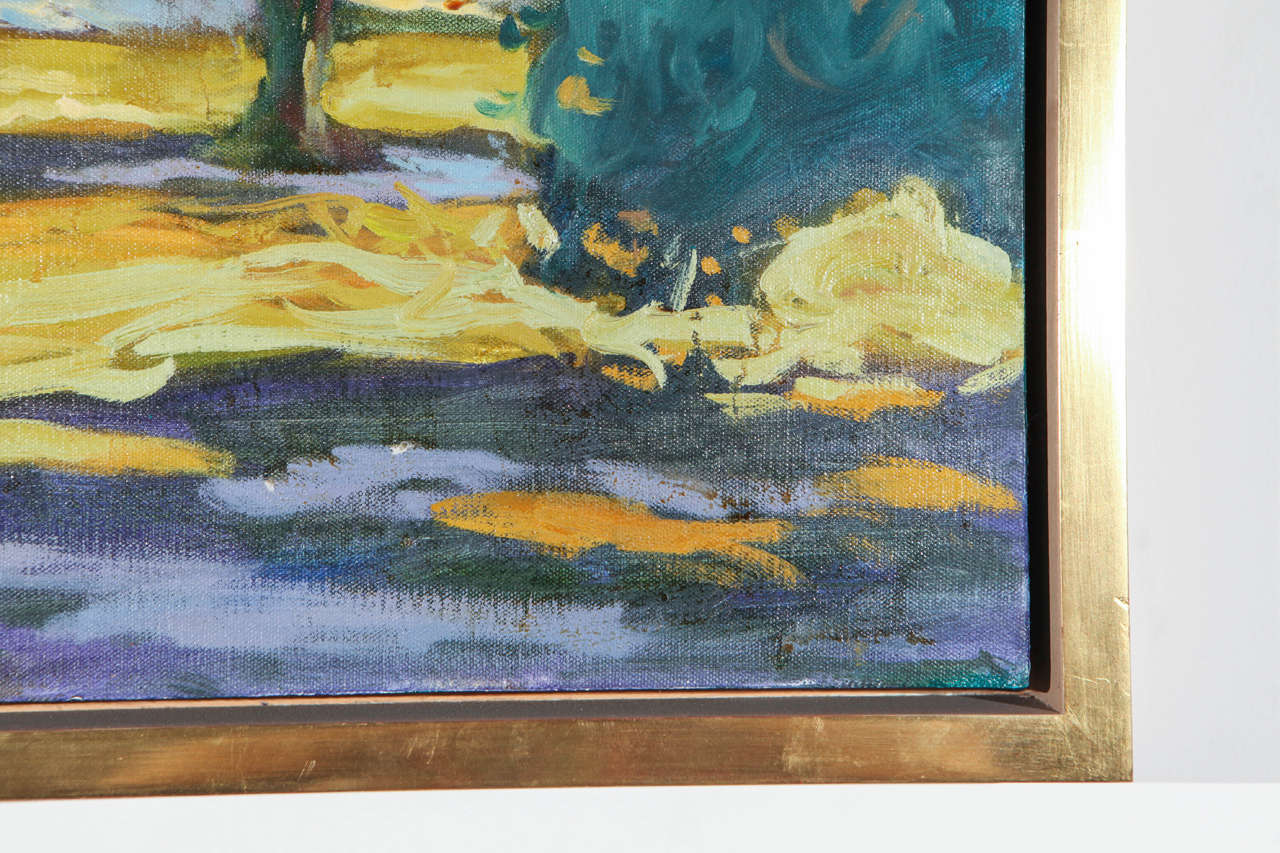 Plein Air Kalifornien Landschaft Gemälde in Goldrahmen (Expressionismus)