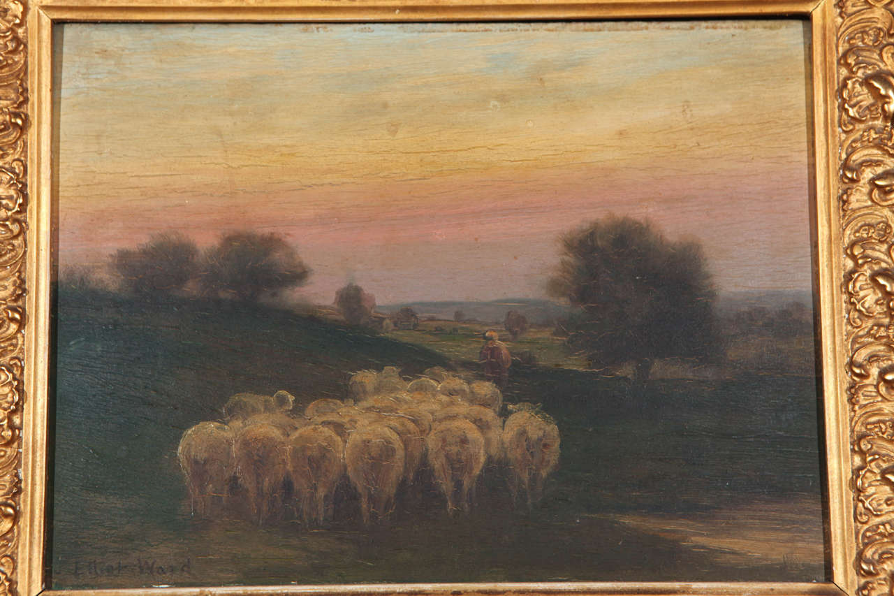 British 19th Century Old English Landscape Oil Painting Signed Elliot Ward