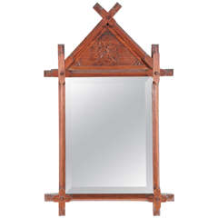 Vintage Arts and Crafts Wood Framed Mirror