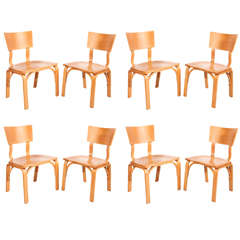 Set of Eight Vintage Wide Seat Thonet Chairs