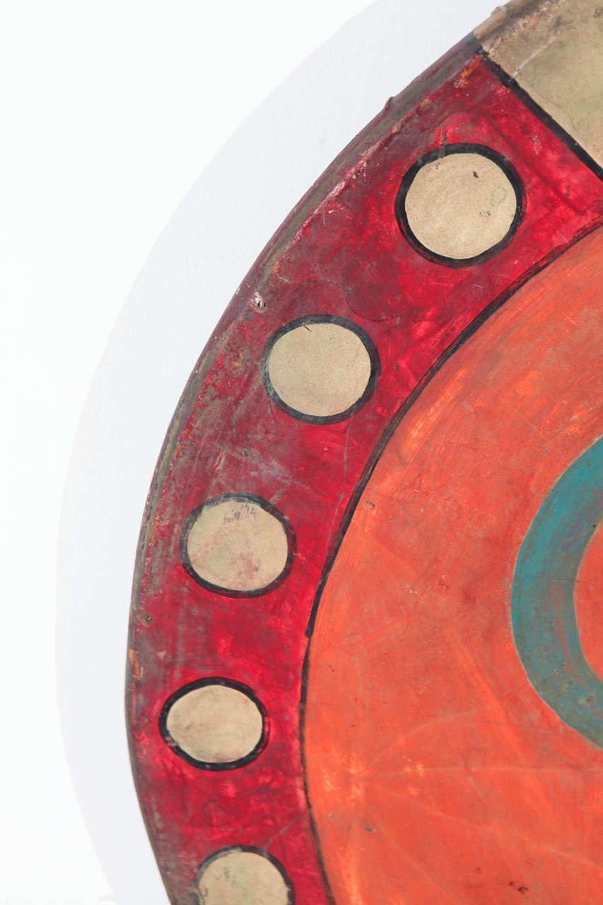 Ceremonial Drum Wall Hanging in Orange and Red at 1stDibs