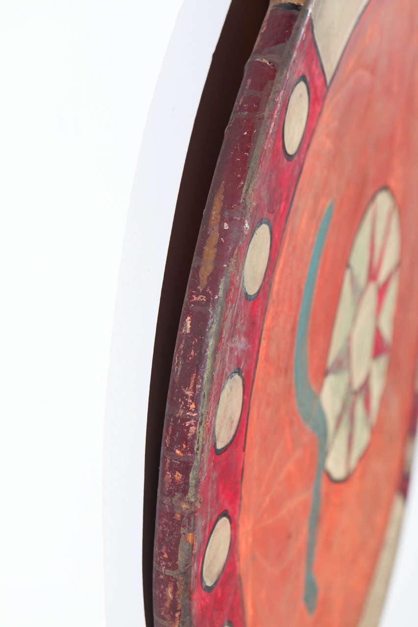 Ceremonial Drum Wall Hanging in Orange and Red at 1stDibs