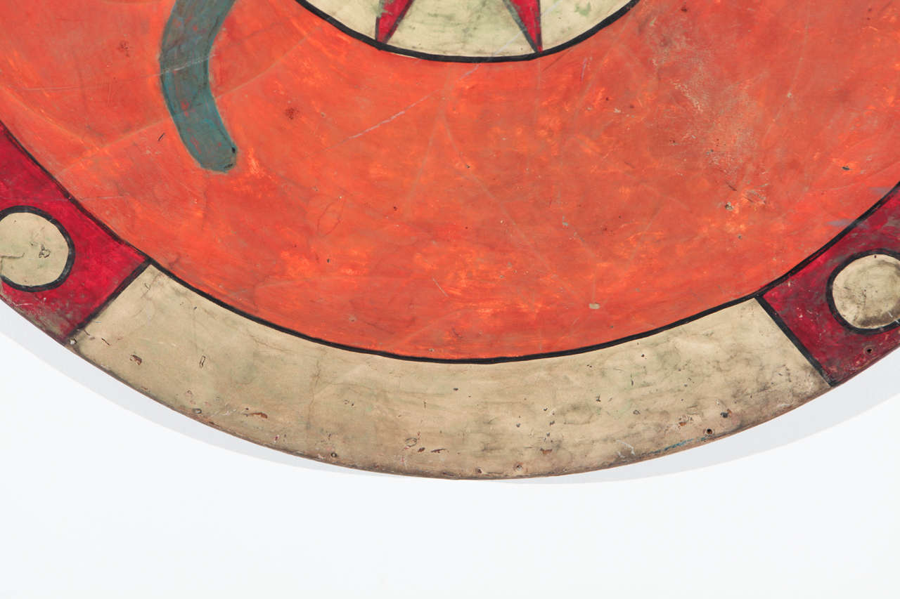 Ceremonial Drum Wall Hanging in Orange and Red at 1stDibs