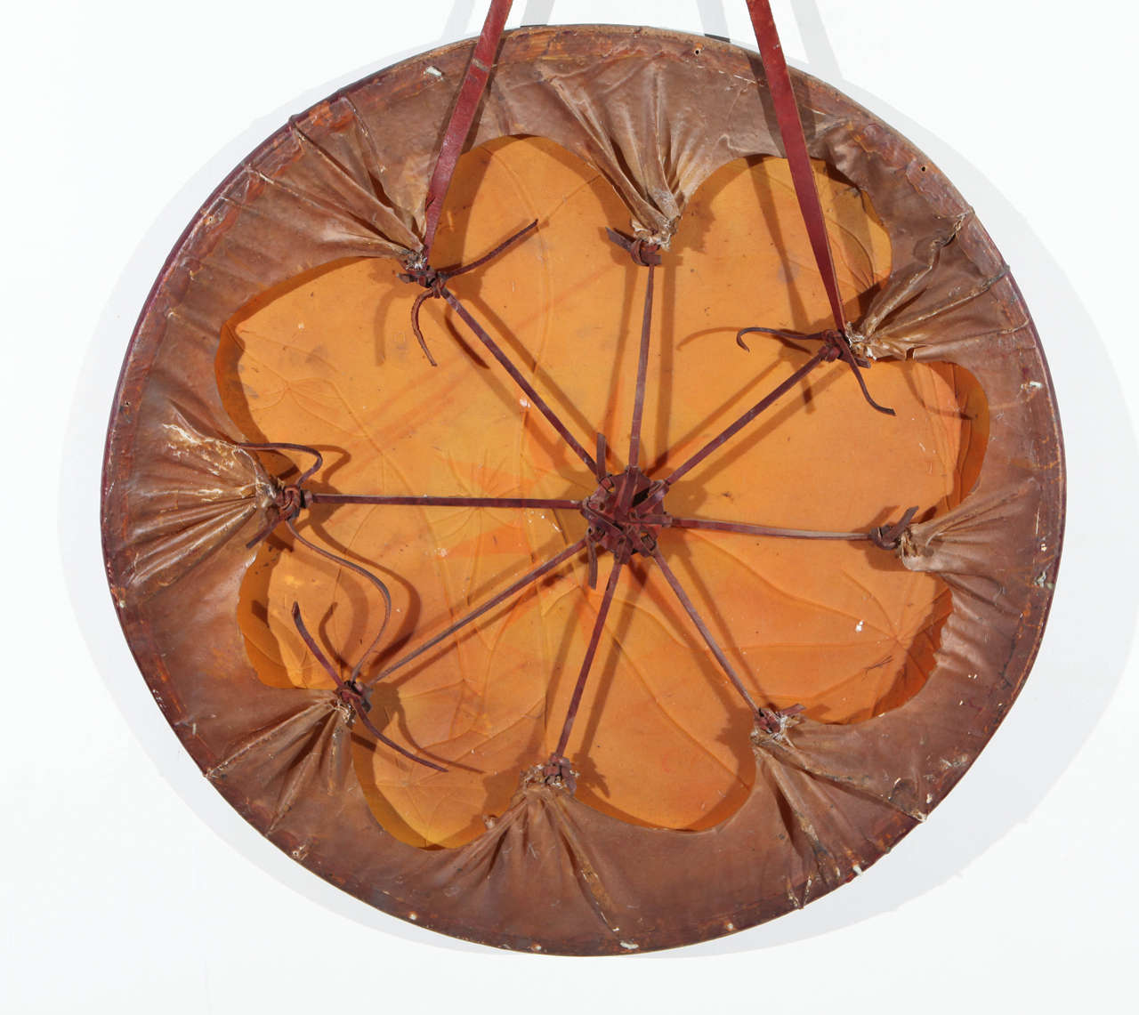 Ceremonial Drum Wall Hanging in Orange and Red at 1stDibs