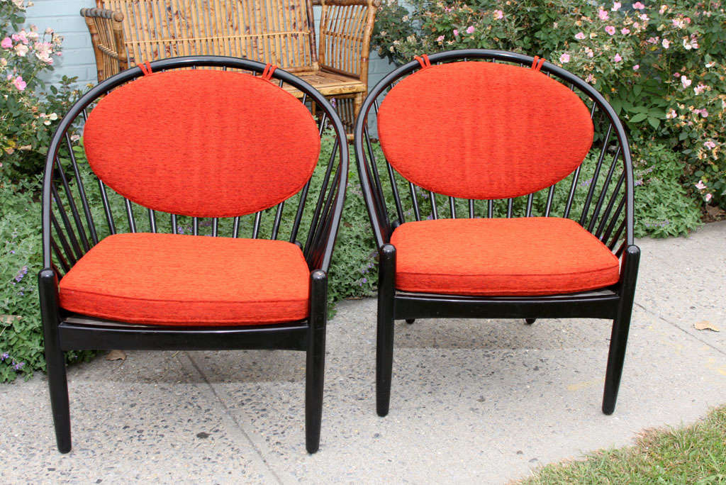 Mid-Century Modern Pair of Mid Century Swedish Bent Beech Wood Hoop Chairs For Sale