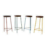 SET OF 4 PIERRE JEANNERET STOOLS