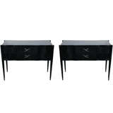 Pair of Paul Frankl Ebonised Two-Drawer Commodes Consoles 8