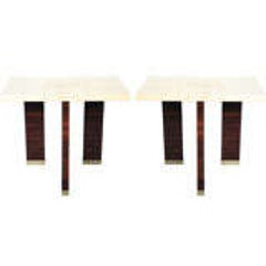 Pair of Italian Modern Parchment and Ebony de Macassar Console 2