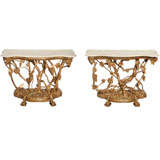 A Pair Of Important Italian Rococo Giltwood Console Tables, Rome