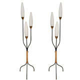 Rare Pair of 1950s French Floor Lamps