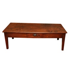 Antique French cherry coffee table with draw leaf