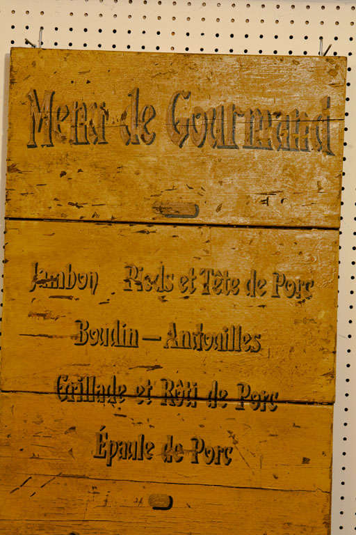 19th Century French restaurant menu sign