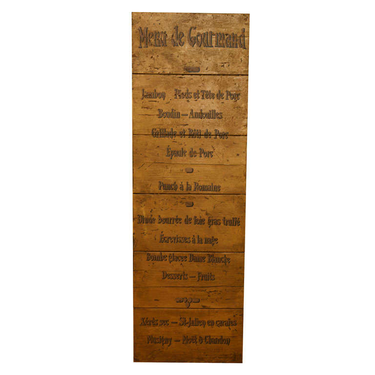 French restaurant menu sign