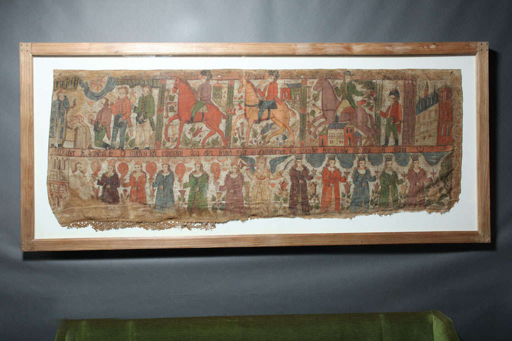 Magnificent Museum Quality 18thc. Painted Swedish Folk Art Mural