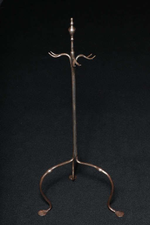 English Blacksmith-Made Sculptural Polished Steel Firetool Stand For Sale