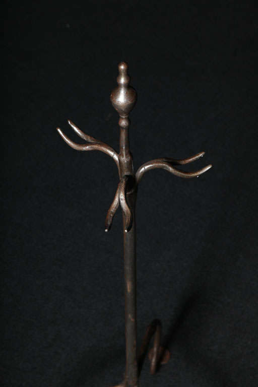 Blacksmith-Made Sculptural Polished Steel Firetool Stand In Good Condition For Sale In Greenwich, CT