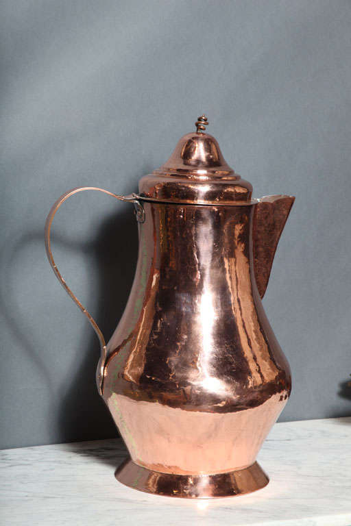 Georgian 19th Century Dutch Overscale Coffee Pot of Polished Copper For Sale