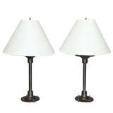 Pair of  Polished Iron Industrial Lamps