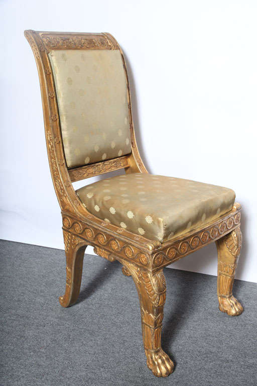 19th Century Fine Pair of French Empire Giltwood Chairs by Jeanselme