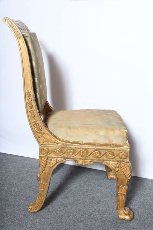 Fine Pair of French Empire Giltwood Chairs by Jeanselme 1