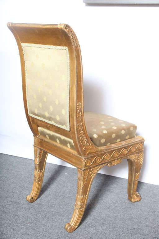 Fine Pair of French Empire Giltwood Chairs by Jeanselme 2
